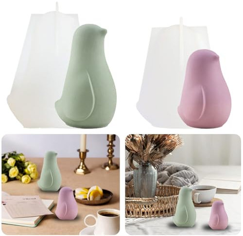 2 Stück Kerzen Silikonform Vogel Gießformen zum Gießen Tiere Gipsform Silikon Kerzengießform Form