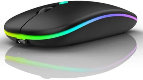 2.4 GHZ Wireless RGB Mouse with USB - Noiseless Mini LED Wireless Mouse- Wireless multi-color light Mouse for PC/Tablet/Laptop- 3 DPI Adjustable Bluetooth- Portable Optical Scroll Design