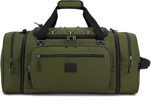 Laripwit Erweiterbare Reisetasche für Herren 45L-50L Sporttasche Groß Weekender Damen Trainingstasche Handgepäck für Duffel Reisen Gym Übernachtung Taschen, Armeegrün