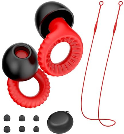 Mannicix D'oreille pour Dormir, Bouchons D'oreille en Silicone Avec Corde, Réutilisables Réduction de Bruit Bouchons D'oreille Convient, pour Travail, Sommeil, Nager