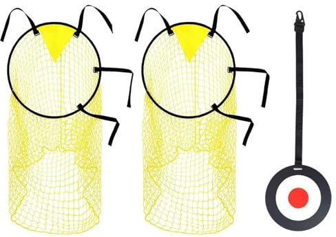 3 Pcs Top Bins Football Targets, Football Training Equipment, Football Net to Stop Ball Going Over Fence Yellow Soccer Goal Target Nets with Practice Targets for Shooting Practice
