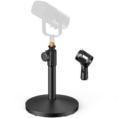 InnoGear Desktop-Mikrofonständer, 4 Stück, verbesserter verstellbarer Tisch-Mikrofonständer mit Mikrofon-Clip und 1,6 cm Stecker auf 3/8 Zoll Buchse, Schraube für Blue Yeti Snowball Spark und andere