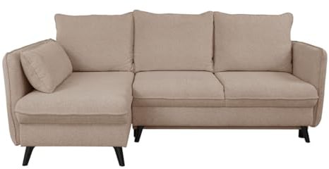Homlando Ecksofa ALANTI 225 x 130 x 95 cm mit Schlaffunktion und Stauraum – Modernes Design, Komfortable Polsterung, Eckcouch für Wohnzimmer, L Form Links