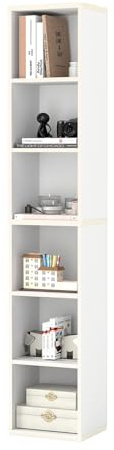 Levede 6 Tier Tall Bookcase – Freestanding White Bookshelf with 6 Open Storage Cubes, Modern Cube Shelving Unit for Living Room, Bedroom & Home Office