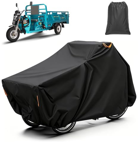 Lastenrad Abdeckung, Fahrradabdeckung Wasserdicht,420d Oxford Lastenfahrrad Abdeckplane, Regenhaube Lastenrad Abdeckung, Cargo Bike Cover für Erwachsene (Für Dreiräder (220X100X110cm))