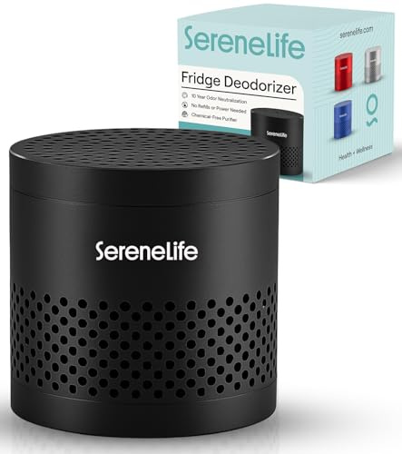 SereneLife Kühlschrank Deo Geruchsentferner Schwarz, Wiederverwendbar | Premium Aktivkohle Deodorizer, Geruchsneutralisierer bis 10 Jahre, für Gefrierschrank, Auto und Schrank
