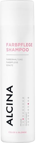 ALCINA Farbpflege-Shampoo | 1 x 250 ml | Shampoo für coloriertes, gesträhntes & dauergewelltes Haar | Für nachhaltigen Farberhalt & intensiven Glanz | Milde Reinigung mit Panthenol & Weizenextrakt