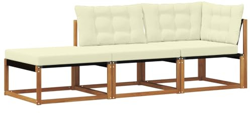 vidaXL Ecksofa-Einheiten für draußen 3 Stück Natur Massivholz Akazie, Balkonmöbel, moderner Outdoor-Stil, langlebiges Akazienholz-Loungeset für chillige Gartenmomente