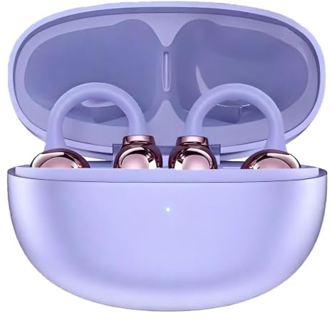 ZTOOSURU Auricolari Bluetooth senza fili, auricolari sportivi, Bluetooth 5.4, 8 ore di autonomia, leggeri e stabili solo 4.8 g, cuffie con clip aperte, adatte per sport e corsa (viola)