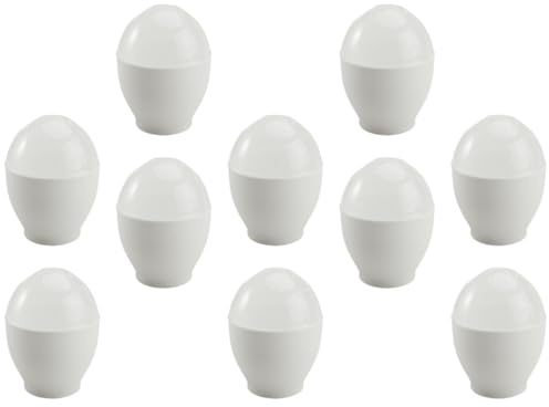 POPETPOP 10 Pezzi Cuociuova Microonde, Coppa D’uovo al Vapore, Bianco, Pp, Antiaderente, Adatto al Forno a Microonde, per Cucina Domestica