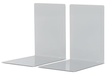 MAUL Buchstütze Registraturstütze aus Metall (2er Pack) | Bücherhalter, Organzier für Kinder, Bücher, Büro, Regal | Bücherstütze aus stabilem Metall im stilvollen Design | 24x16x24cm | Grau