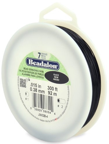 Beadalon 7-Strand 0.015 (0.38 mm) 300 ft (91.4 m) Black Bead Stringing Wire.015
