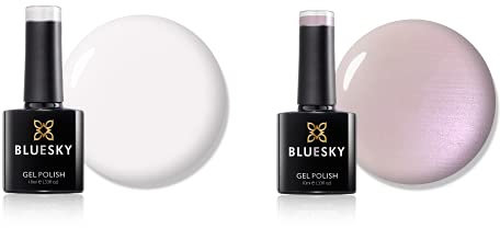 Bluesky Gel Nail Polish, Cream Puff 80501, Negligee 80502, Pink, White, Long Lasting, Chip Resistant, 10 ml (Requires Curing Under UV LED Lamp)