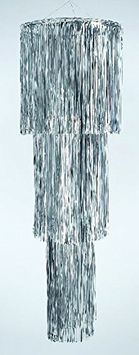 DS-Euro Folien-Lametta-Hänger Silber, 3-stufig, Höhe 120cm x 20, 30 + 40cm Ø, PVC-Metallfolie, schwer entflammbar EN 71, Lieferung Frei Haus (H 1,20 Meter, 45 - Silber)