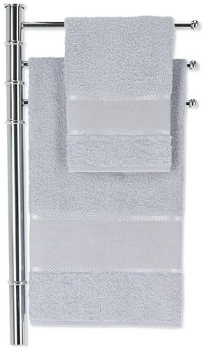 Casatessile Aida Paar Stickerei Handtücher Set mit 2 Gesichts- und Bidet-Badetüchern - Grigio