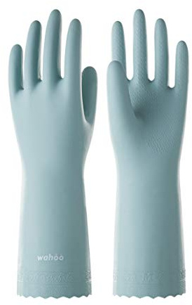 LANON wahoo Cleaning Gloves with Cotton Flocked Liner, Surf Spray, Large | Dishwashing, Latex Free, Skin-Friendly, Dishes Washing, Reusable, DEHP-Free, Non-Slip, Household Kitchen Gloves