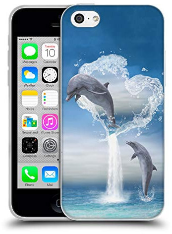 Head Case Designs Officially Licensed Simone Gatterwe Lovers Dolphins Soft Gel Case Compatible With Apple iPhone 5c