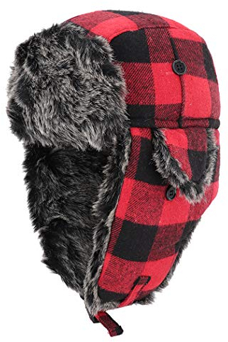 Gisdanchz Ushanka Chapka Herren Winterkappe Mit Ohrenklappen Herren Mütze Fliegermütze Gesichtsschutz Ear Muff Winter Hut Russen Mütze Wintermaske Russenmützen Trappermütze Rot