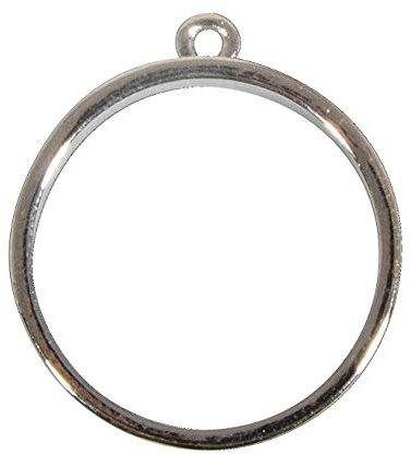 Rayher 22795606 Metall-Fassung: Anhänger rund, 30mm, silber, SB-Btl 1Stück, Normal