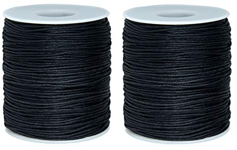 Dxhycc 200 Yards 1 mm gewachste Baumwollschnur Perlenfaden Schnur für Halsketten, Armbänder, Schmuckherstellung, Makramee, Basteln, Schwarz