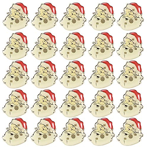 Zerodis Weihnachtsabzeichen, 25 Stück Weihnachtsmotiv LED leuchtende Brosche Pin Abzeichen Weihnachtsbrosche Pins für Weihnachten Weihnachtsfeier(Weihnachtsmann)