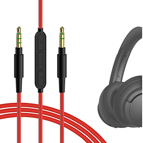 GEEKRIA Audio Cable with Mic and Mute Control Compatible with Anker Soundcore Space One Pro/Q45/Q11i, Life Q35 Q30 Q20i Neo Headphones, 3.5mm Aux Replacement Stereo Cord (4ft / 1.2m)