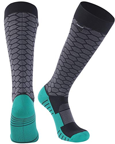 RANDY SUN Wasserdichte Skisocken, Unisex, Coolmax, Radfahren, Laufen, Trekking, knielang, 1 Paar, Schwarz, Grün, Größe M