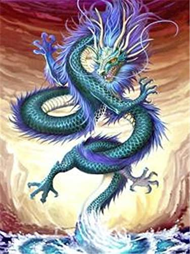 Pracht Creatives Hobby Diamond Painting Set, Bild mit Motiv Drache und Zubehör, Größe ca. 25 x 35 cm, Bastelset zum Malen mit Glitzersteinchen für Kinder ab 5 Jahren