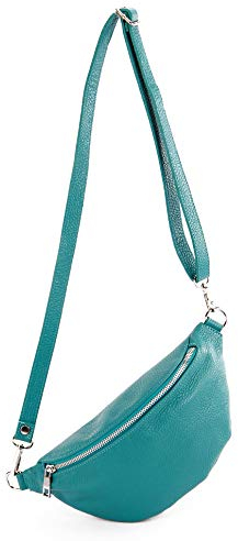 modamoda de T211 Damen Leder Bauchtasche Brusttasche Hüfttasche handmade in Italy, Farbe:Türkisblau