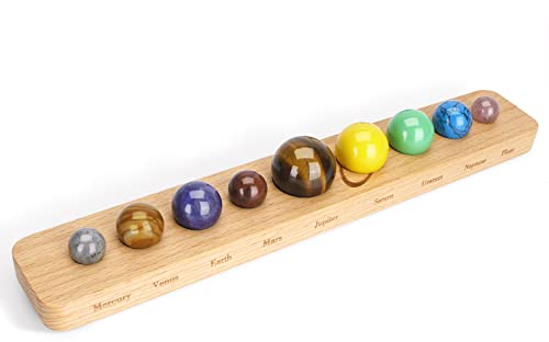 Nine Planets Gem Stones Planets Decorations Solar System Model Handmade Space Home Office Desk Decorations Creative Gift for Men, Women, Kids