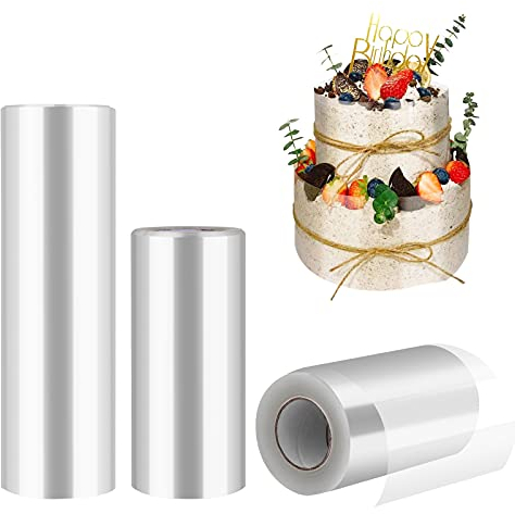 Diealles Shine Tortenrandfolie Wiederverwendbar, 3 Rolle Acetat Folie 8cm/10cm/15cm Hoch *10m, Transparent Rolle Kuchen Halsbänder für Tortendeko Schokolade Mousse Dessertringe