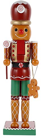 ifundom Décorations de Noël en Bois - Bonhomme en Pain d'épices - Casse-Noisette - Décoration de fête de Noël 35X10X8CM