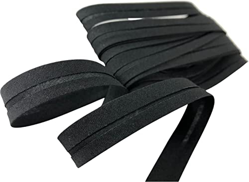 Einzelgefaltetes Schrägband, 4,5 cm x 4,5 m, Polyester-Stoff, Quilt-Bindband zum Nähen, Quilten, Paspeln, Nähen, Säumen, Basteln, Reparatur, Ersatz für Heimkleidungszubehör (schwarz)