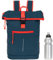 New Rebels Rucksack Plane TIM Bag Kurierrucksack Roll-up Fahrradrucksack Sport Fitness + Flasche bagboom (Dunkelblau 02 + Flasche)
