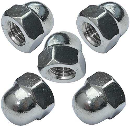 AERZETIX - C49613 - Set di 5 dadi ciechi M10 esagonali - testa bombata in forma rialzata cava - in acciaio inossidabile A2