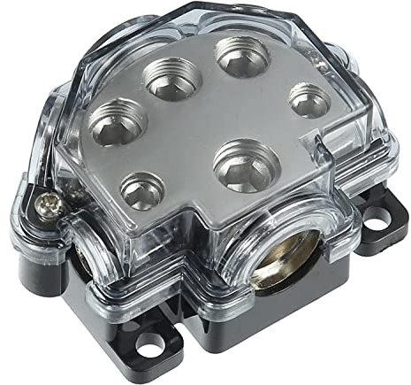 XMHF Power Distribution Block Car Audio Amplifier Vehicle 1 in 5 Way Out 0/2/4 Gauge in 2/4/8 Gauge Out Amp Power Ground Distributor Blocks Car Amplifier Audio Splitter