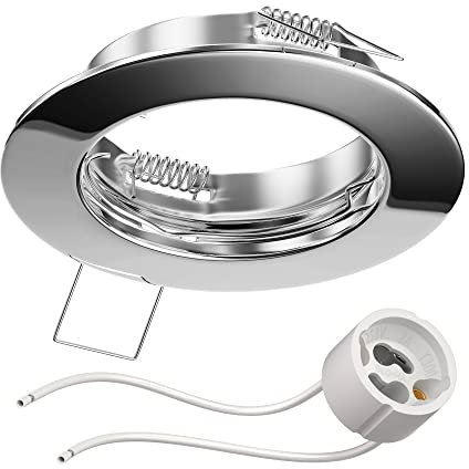 ledscom.de Deckeneinbaurahmen FERE, rund, chrom glänzend (GU10/MR16/GU5,3/50mm) inkl. GU10 Fassung