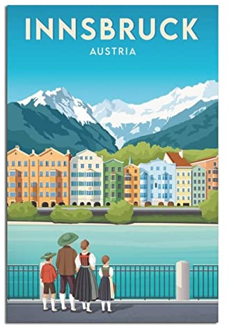 Vintage Austria Travel Innsbruck City Poster Town Wall Decor Painting Poster Modern Office Decorative Poster Canvas Art Poster Bild