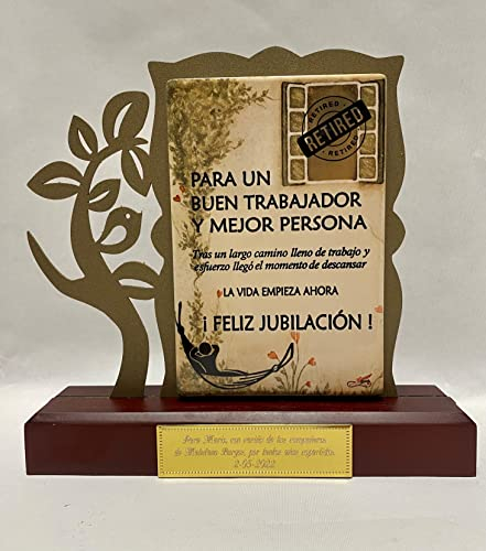 Regalo para Jubilación Original Personalizado Figura con dedicatoria Jubilado Jubilada de Acero Satinado