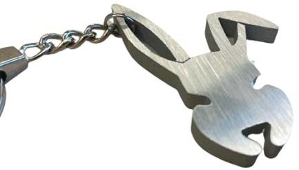 Stilisierter Hase, Hasenkopf, Schlüsselanhänger aus Aluminium