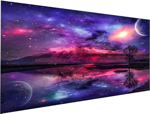 YALKIN Grand kit de peinture diamant pour adultes 70 x 40 cm, peinture ciel étoilé avec diamant, toile artisanale, décoration murale grande taille pour décoration d'intérieur, détente