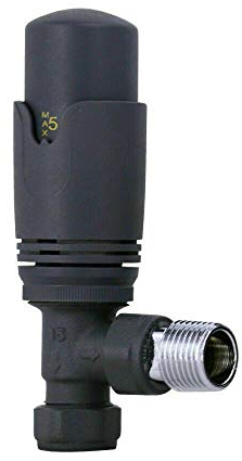 BOSUGE Anthrazit abgewinkeltes TRV-Thermostat-Heizkörperventil, Zentralheizungsarmaturen