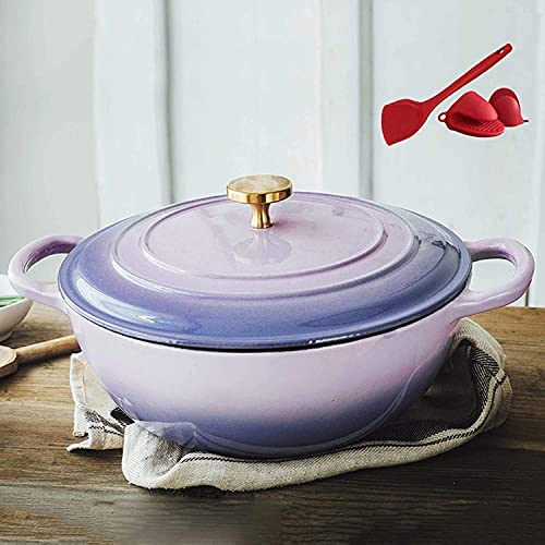 Practical Casserole Dishes 26Cm Enamel DOven,Enamel Cast Iron Casserole Dish with Dual Handles and Lid,Professional Enamel Cookware Crock Pot