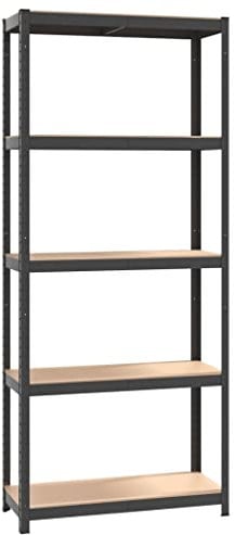 vidaXL Étagère de Rangement 5 Niveaux Étagère de Stockage Meuble de Rangement Stockage d'Atelier Garage Entrepôt Anthracite Acier Bois Ingénierie