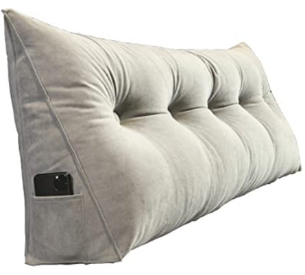 Großen Dreieckigen Kissen, Couchkissen Rückenlehne Bett Lesekissen Für Bett Und Sofa Keilkissen Wandkissen Groß Rueckenkissen Mit Abnehmbarem Deckel (Color : Gray, Size : 180cm)