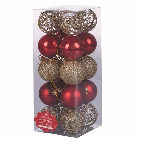 20er Set Weihnachtskugeln Sortiert Ø 6 cm glänzend satiniert Glitter Santa's House