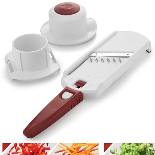 Börner Multi Dicer & Coupe-Julienne • Coupe-légumes pour Fruits & Légumes avec 2 Styles de Coupe • Coupe-Julienne pour Lamelles & Dés • Set de Mandoline • Couleur: Blanc