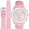 Stanchev bracelet en silicone sans fente pour Omega x Swatch moonsswatch, Omega x Swatch moonsswatch Speedmaster bracelet de remplacement de montre 20mm (Rose)