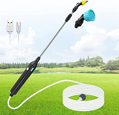 Elektrische Sprühgerät, Hochdruck Pflanzensprüher mit Teleskoplanze, wiederaufladbar USB Gartensprüher Bewässerung, tragbar Drucksprüher mit Düsen und 2/3/5/8 m Schlauch (2Meter Schlauch)