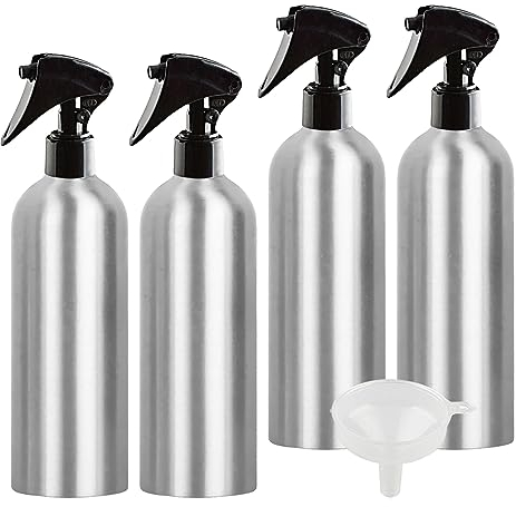 BPZXL 4 Piezas Rellenables 500ml Botella de Aluminio con Bomba en Negro Niebla Fina Atomizador, para Perfumes Cosméticos Viajes y rtículos de Agua Cosmético